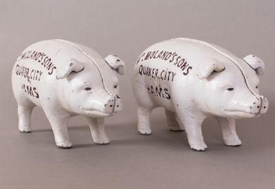 Pair of Cast Iron Pigs at Dolan's Art Auction House