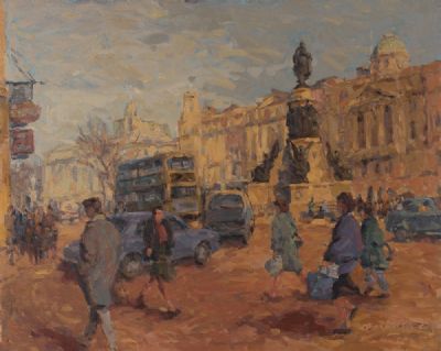 SUNLIGHT ON O'CONNELL STREET (1980's) by Desmond Hickey  at Dolan's Art Auction House