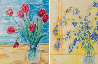 TULIPS & BLUEBELLS by Rachel McCormick  at Dolan's Art Auction House