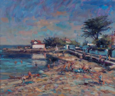 SANDYCOVE ON A SUMMER'S DAY by Norman Teeling  at Dolan's Art Auction House