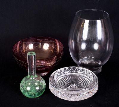 Glass Vase & Bowl, a Waterford Glass Ash Tray and a Bud Vase at Dolan's Art Auction House