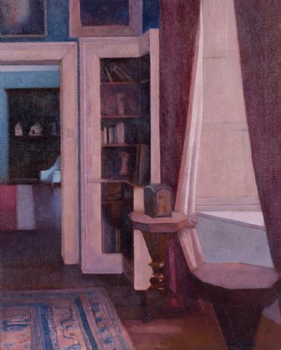LIBRARY AT BROOKHILL HOUSE, CO MAYO by Rose Stapleton  at Dolan's Art Auction House