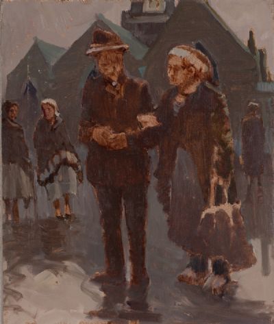 OLD TIMERS GALWAY, AT THE CHURCH OF ST. NICHOLAS by Cecil Maguire RUA at Dolan's Art Auction House