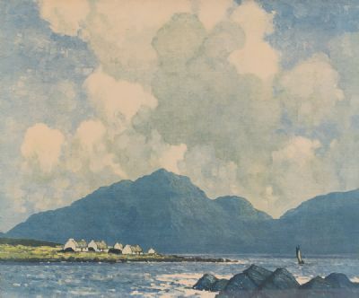 CONNAUGHT FISHING VILLAGE by Paul Henry RHA at Dolan's Art Auction House