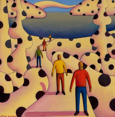 POLKA-SCAPE WITH FIGURES by Alan Kenny  at Dolan's Art Auction House