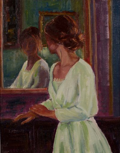 GIRL IN THE GREEN DRESS by Susan Cronin  at Dolan's Art Auction House