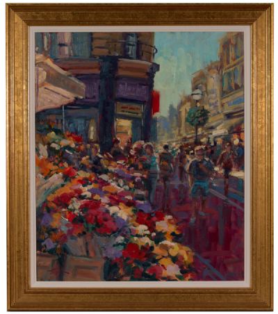 FLOWER SELLERS ON GRAFTON STREET II by Norman Teeling  at Dolan's Art Auction House