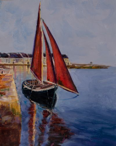 GALWAY HOOKER AT THE CLADDAGH by Susan Cronin  at Dolan's Art Auction House