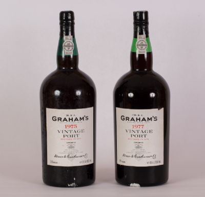 Grahams Vintage Port 1975 & 1977, 2 Magnum Bottles at Dolan's Art Auction House