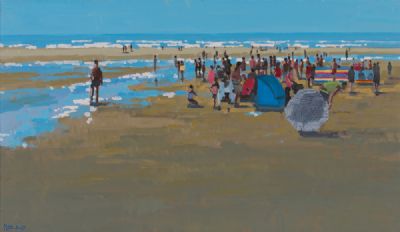 WARM DAY ON THE BEACH, AT BALLYBUNION by John Morris  at Dolan's Art Auction House