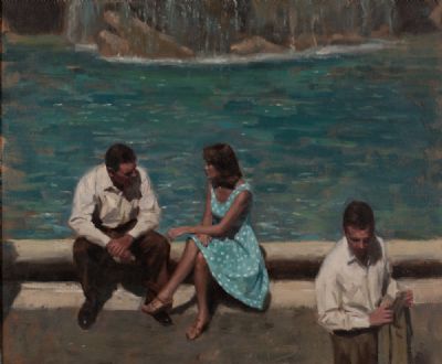 SUMMER AFTERNOON AT THE TREVI FOUNTAIN by Aldo Balding  at Dolan's Art Auction House