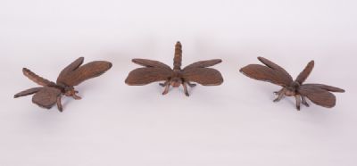 3 Cast Iron Dragonfly Figures at Dolan's Art Auction House