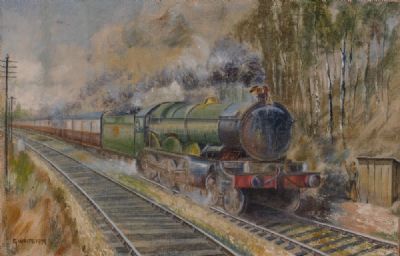 THE OLD STEAM TRAIN by George White  at Dolan's Art Auction House