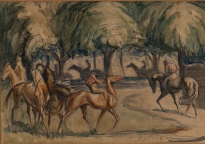 HORSES AT NEWMARKET at Dolan's Art Auction House