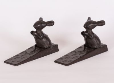 Pair Cast Iron Mouse Doorstops at Dolan's Art Auction House