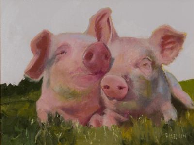 TWO LITTLE PIGS by Susan Cronin  at Dolan's Art Auction House