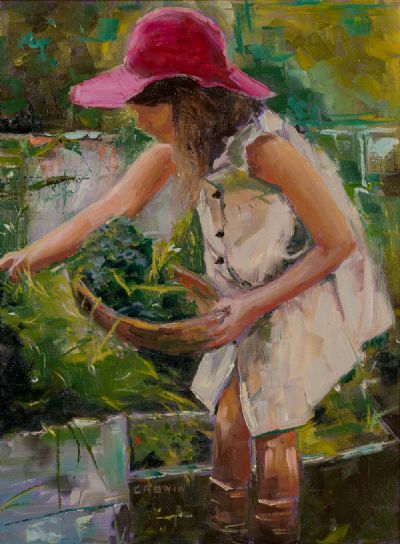 WILL YOU GO OUT TO THE GREENHOUSE AND GET ME SOMETHING FOR THE DINNER by Susan Cronin  at Dolan's Art Auction House