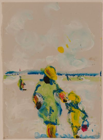 MOTHER & CHILD, A DAY ON THE BEACH by Marie Carroll  at Dolan's Art Auction House