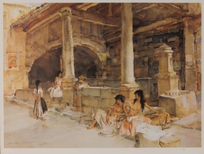 SPANISH GIRLS IN THE COURTYARD by Sir William Russell Flint RA at Dolan's Art Auction House